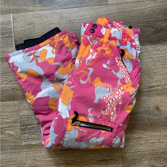 EUC Roxy Ski Bottoms Abstract Barbie Camo Floral Combo Snow Pants Size Small - Picture 6 of 13
